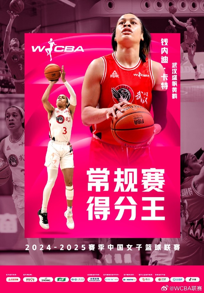 WCBA常规赛得分王&抢断王:钱内迪-卡特 助攻王:王佳琦